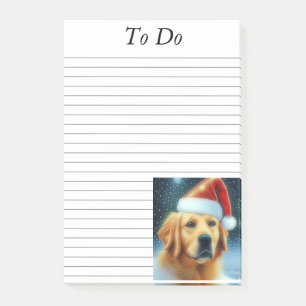 Bloco De Notas Retriever de ouros em Santa Hat