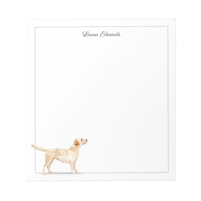 Bloco De Notas Retriever Labrador Amarelo Cinza Border Personaliz (Frente)