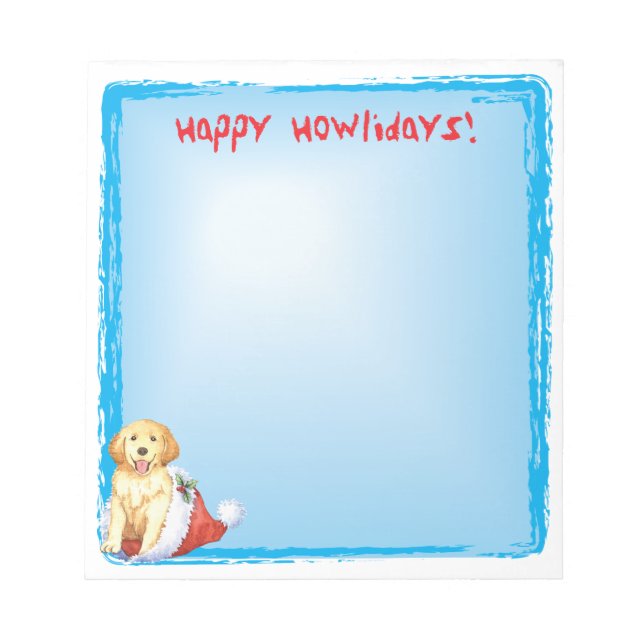 Bloco De Notas Retriever Ouro Feliz Howlidays (Frente)