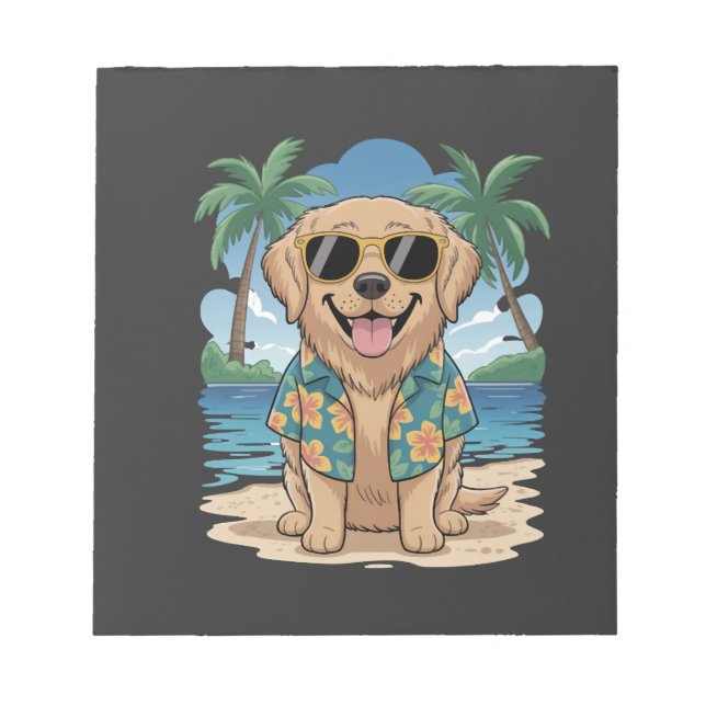 Bloco De Notas Retriever Tropical - Cão Vibes da Praia Dourada (Frente)