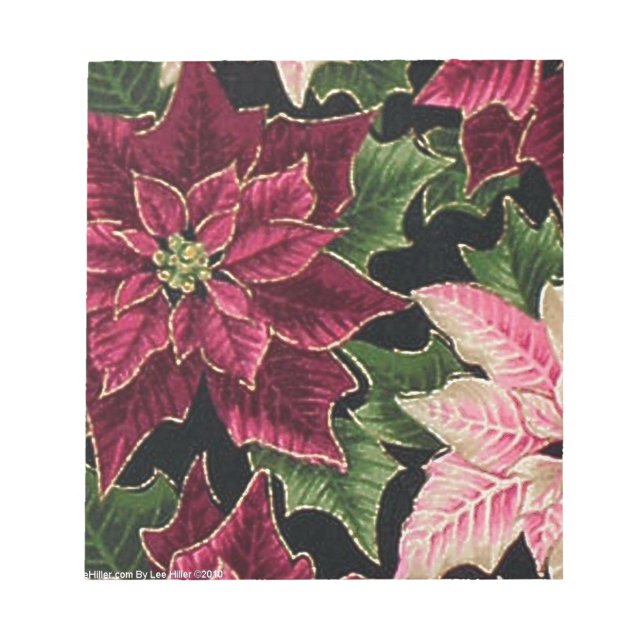 Bloco De Notas Retro 50 Poinsettia Burgundy Rosa (Frente)