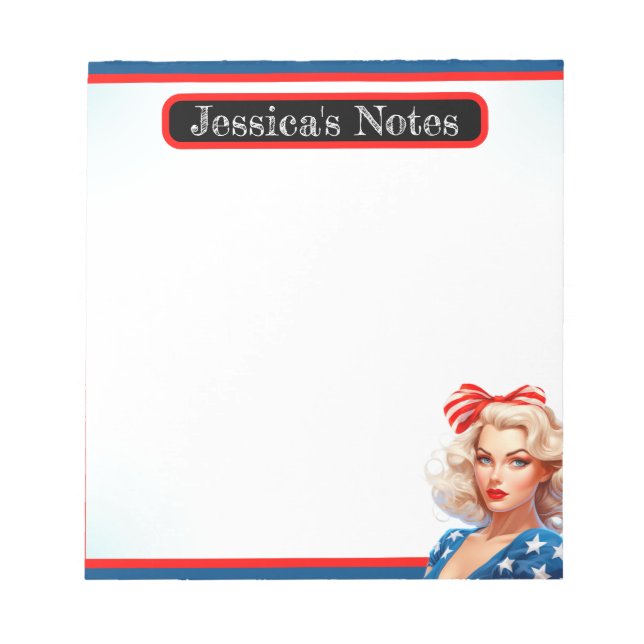 Bloco De Notas Retro Americano Pinup_ American Babe (Frente)