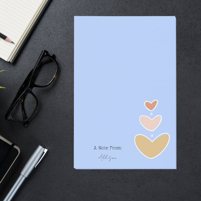 Bloco De Notas Retro Boho Hearts Pastel Blue (Criador carregado)