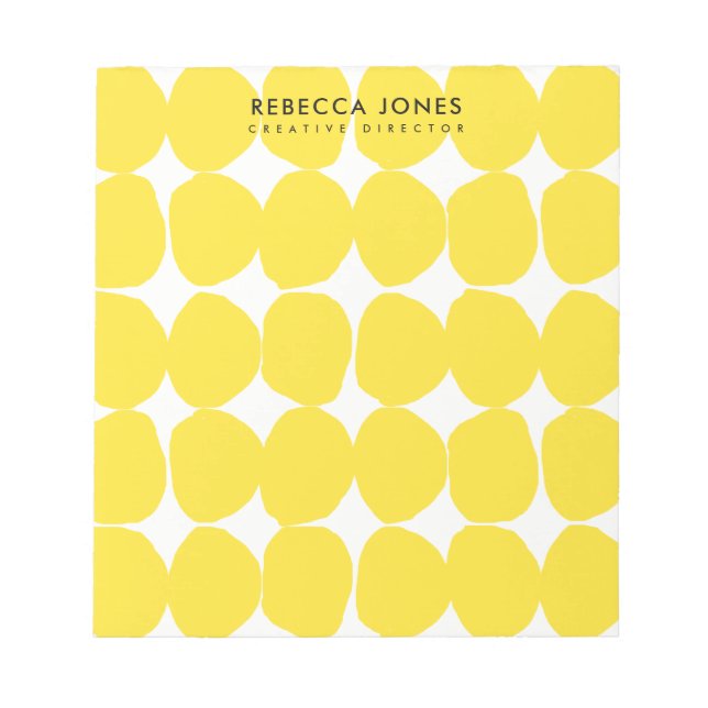 BLOCO DE NOTAS RETRO BRILHO GRANDE BOLINHAS AMARELAS ARRASTADAS À (Frente)