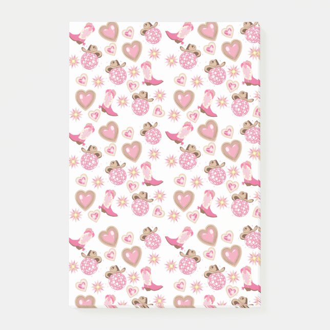 Bloco De Notas Retro Disco Cowgirl Sticky Notes (Frente)