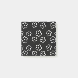 Bloco De Notas Retro Floral Branco preto e branco e alegre