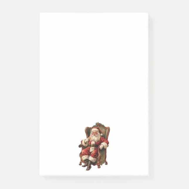 Bloco De Notas Retro Papai Noel Sentado em Cadeira de Natal (Frente)