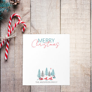 Bloco De Notas Retro Papais noeis Reindet Winter Forest Christmas