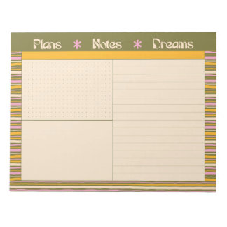 Bloco De Notas Retro Spring Hand Drawn Striped Plan and Dream