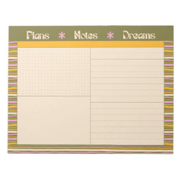 Bloco De Notas Retro Spring Mão Desenhada Listrada Plano e Sonho