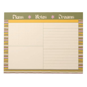 Bloco De Notas Retro Spring Mão Desenhada Listrada Plano e Sonho