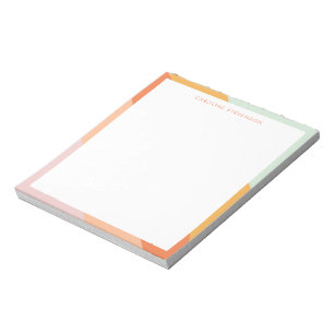 Bloco De Notas Retro Stripes Orange Mint Pastel Nome Personalizad