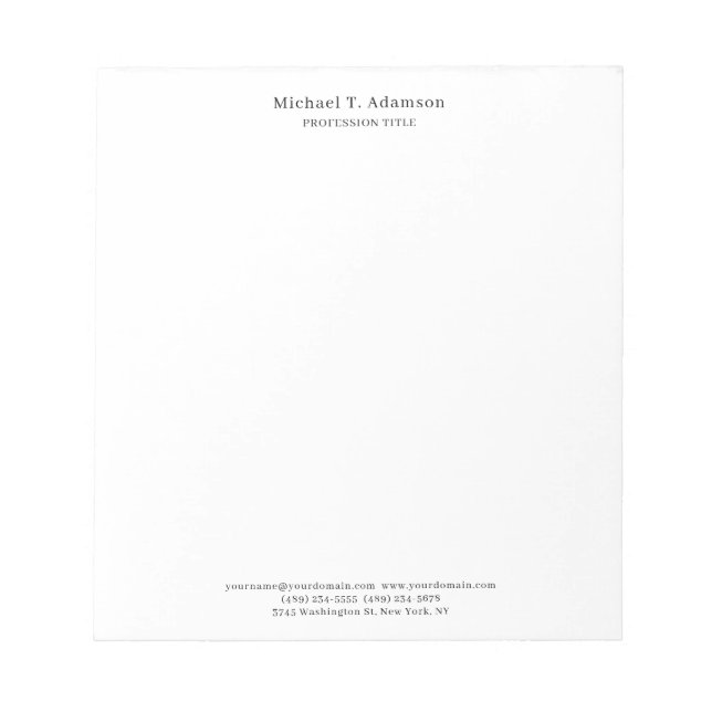 Bloco De Notas Retro Style Elegant Plain Simple White (Frente)
