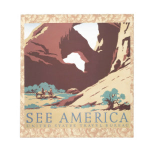 Bloco De Notas Retro Ver América Ocidente Cowboys Deserto Arco WP