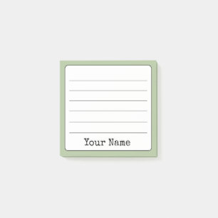 Bloco De Notas Retro Verde Sage Adicionar Seu Nome Vinculado