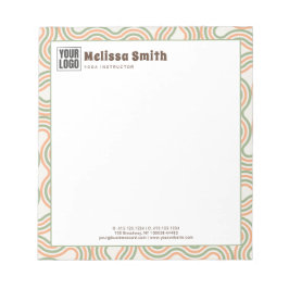 Bloco De Notas Retro Wavy Abstract Pattern Business Logo Notepad