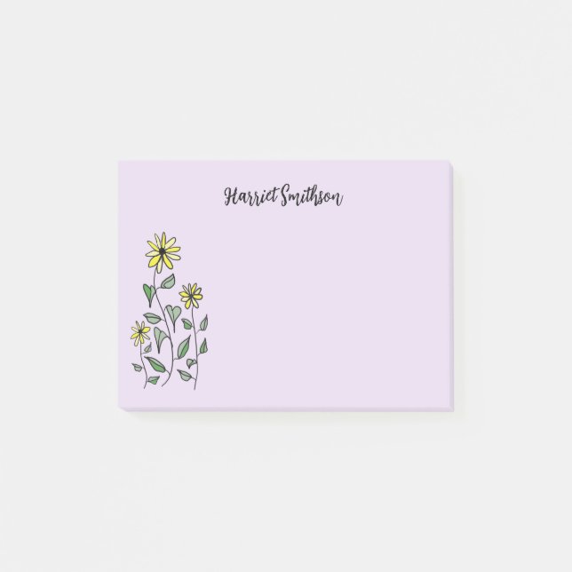 Bloco De Notas Retro Wildflowers Personalized Lilac Lavender (Frente)