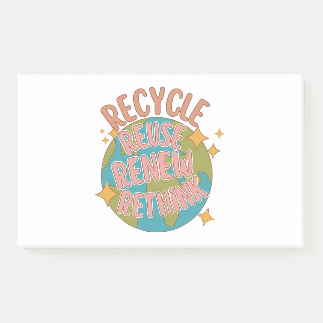 Bloco De Notas Reuso do reciclar Renovar repensar (Frente)