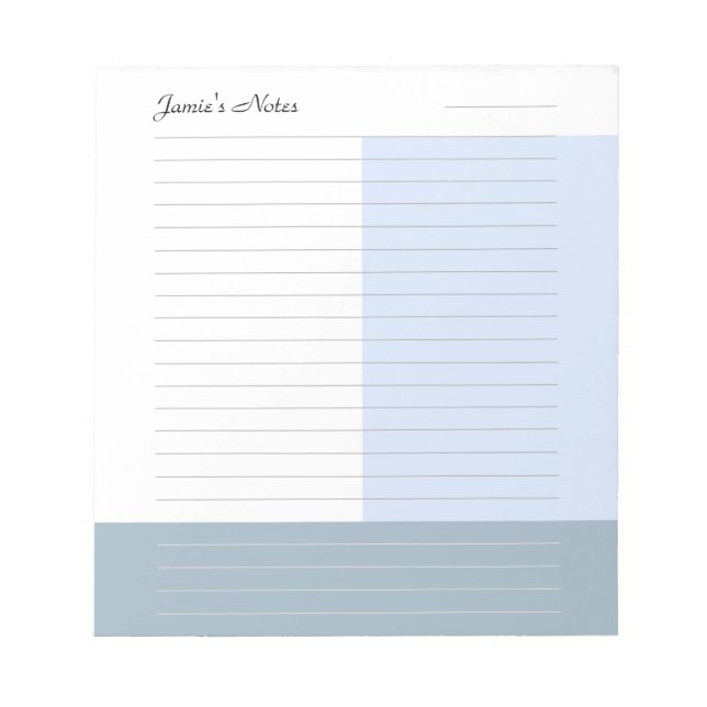 Bloco De Notas Revestimento Moderno Personalizado Azul Cinza Aço  (Frente)