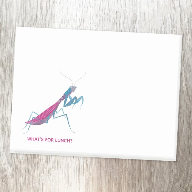 Bloco De Notas Rezando Texto Personalizado da Mantis (Fun Praying Mantis Post-It notes with editable text)