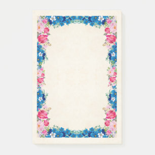 Bloco De Notas Rico cor-de-rosa e azul do quadro da flor
