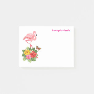 Bloco De Notas Rico rosa Flamingo e Hibiscus Tropical