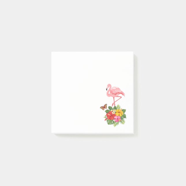 Bloco De Notas Rico rosa Flamingo e Hibiscus Tropical (Frente)