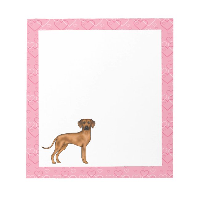 Bloco De Notas Ridgeback Dog Love Heart Pink (Frente)