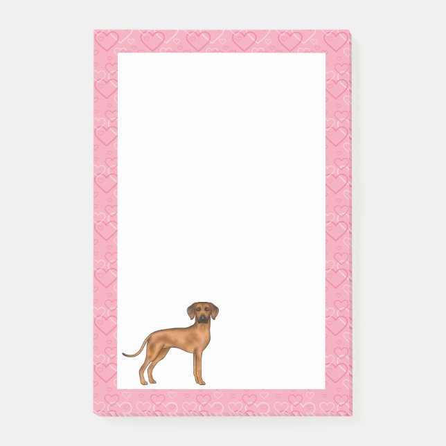 Bloco De Notas Ridgeback Dog Love Heart Pink (Frente)