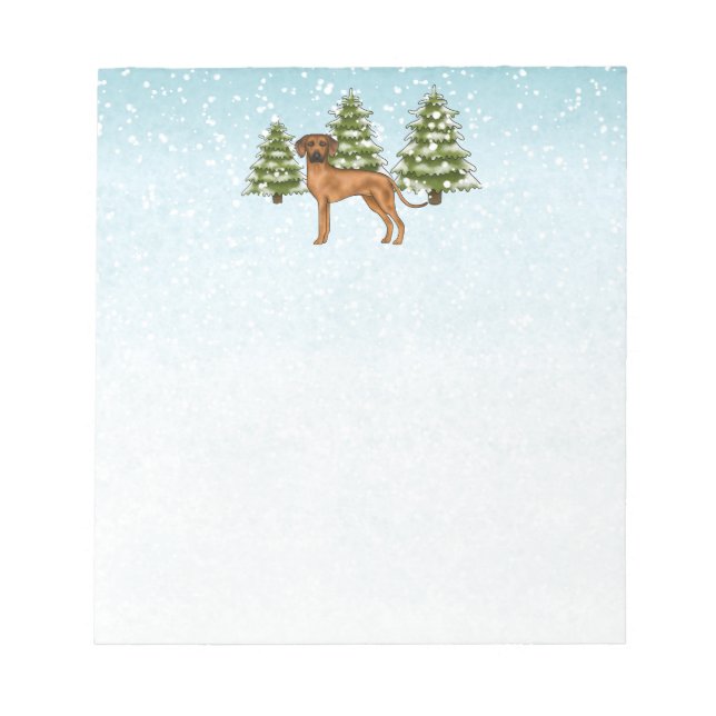 Bloco De Notas Ridgeback Ridgeback Lion Dog Snowy Forest (Frente)