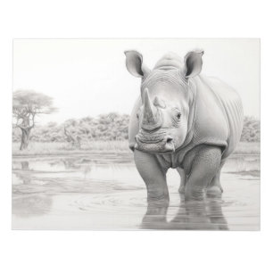 Bloco De Notas Rinocerontes Animal Discovery Wild Nature Ink Sket