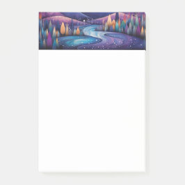 Bloco De Notas Rio da Noite, Árvores e Montanhas