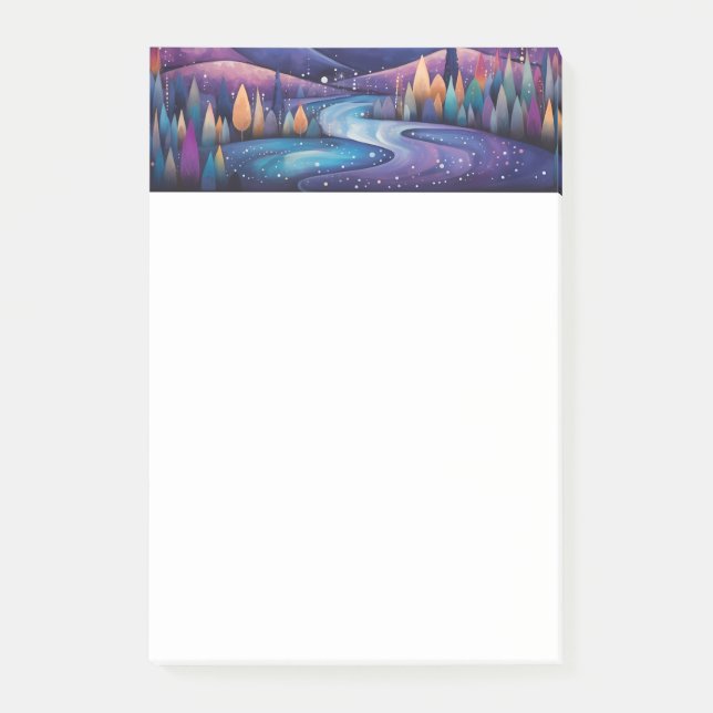 Bloco De Notas Rio da Noite, Árvores e Montanhas (Frente)