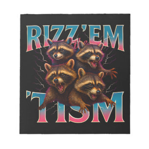 Bloco De Notas Rizz Em Com O Tism Meme Autismo Raccoon Engraçado