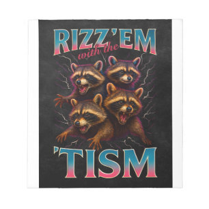 Bloco De Notas Rizz Em With The Tism Meme Autismo Racoon Engraçad