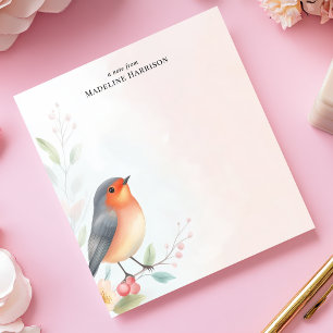 Bloco De Notas Robin Redbreast Encantador Nome Personalizado