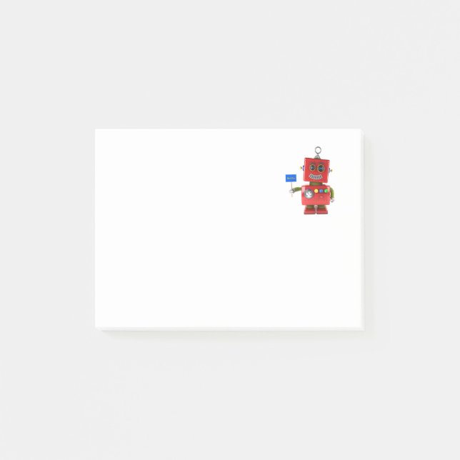 Bloco De Notas Robô vermelho do brinquedo com olá! sinal (Frente)