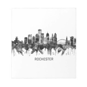 Bloco De Notas Rochester New York Skyline BW