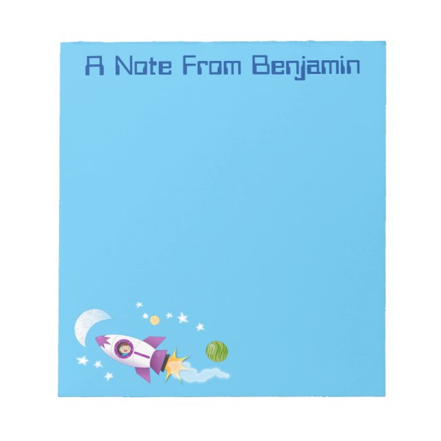 Bloco De Notas Rockets em ilustração de desenhos animados espacia (Frente)