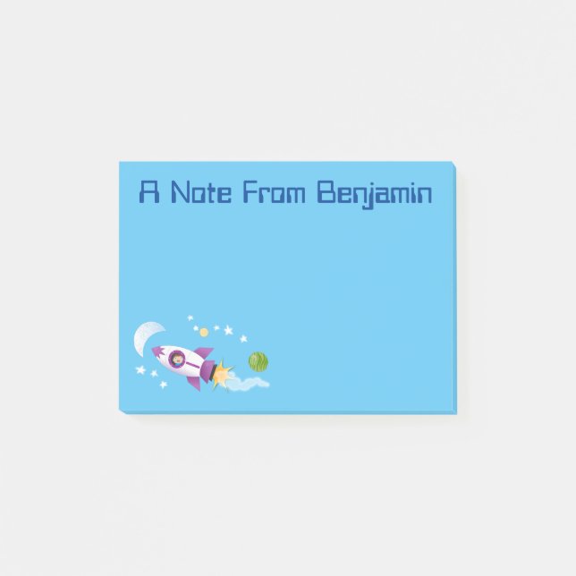 Bloco De Notas Rockets em ilustração de desenhos animados espacia (Frente)