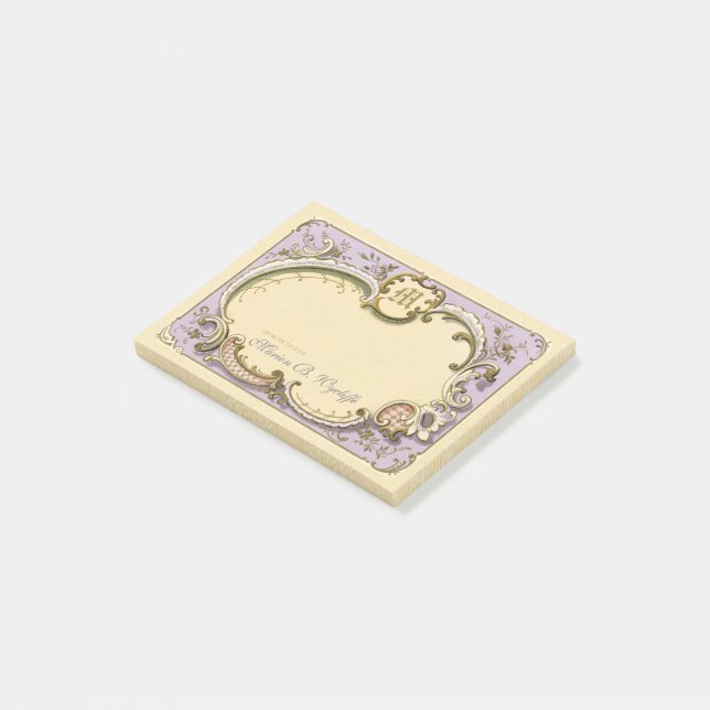Bloco De Notas Rococo Elegante Francês Quadro Antiquado Lilac Dou (Inclinado)