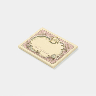 Bloco De Notas Rococo Elegante Francês Quadro Dourado Rosa