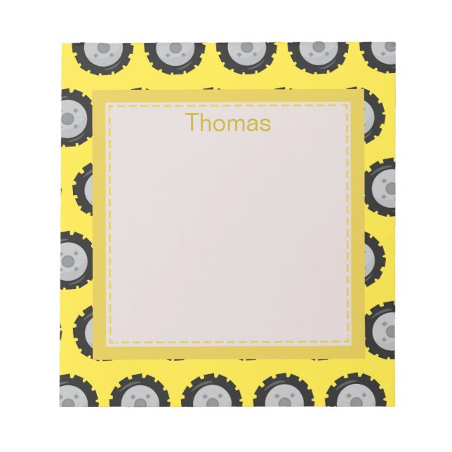 Bloco De Notas Rodas Curtas De Construção (Frente)