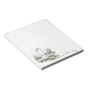 Bloco De Notas Românico Rosa Lotus Floral Cisne Para Sempre Amor