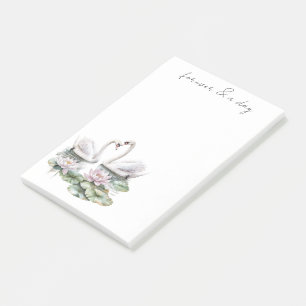Bloco De Notas Românico Rosa Lotus Floral Cisne Para Sempre Amor
