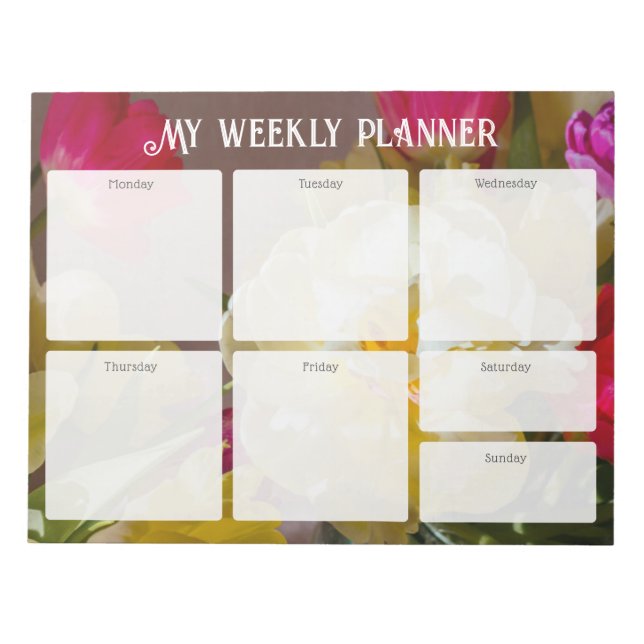 Bloco De Notas Romantic Floral Weekly Planner (Frente)