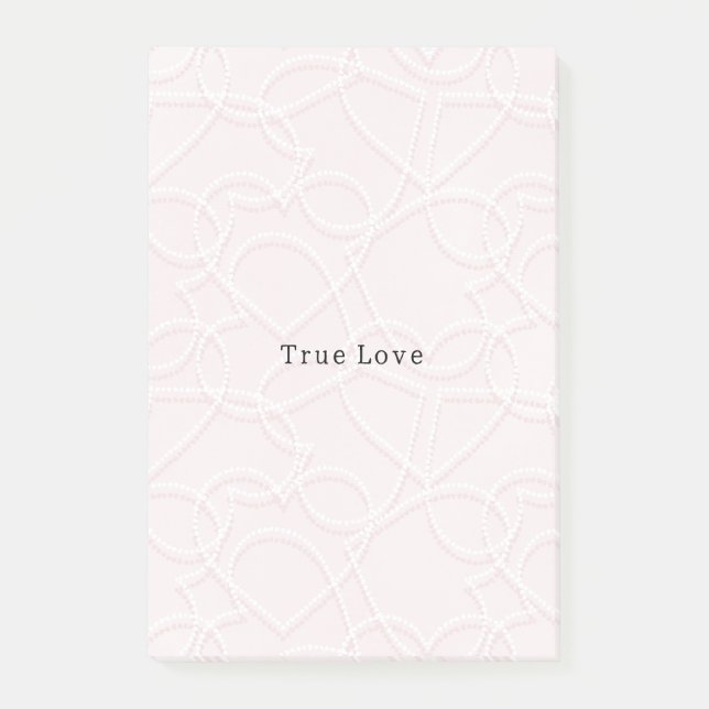 Bloco De Notas Romantic Large White Hearts Pink Valentine's Day (Frente)