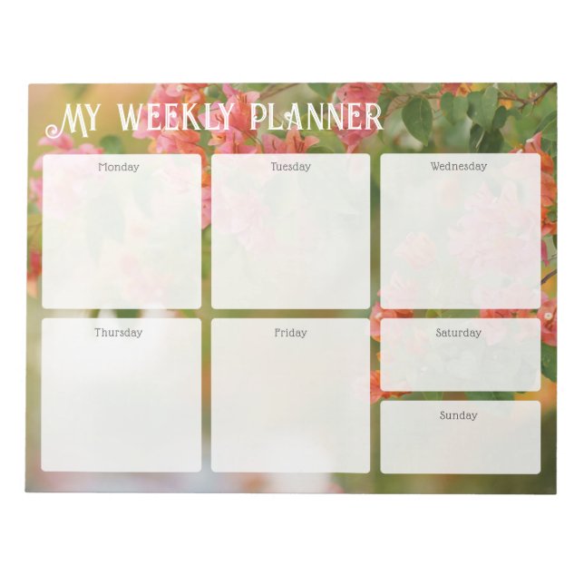 Bloco De Notas Romantic Summer Bougainvillea Weekly Planner (Frente)