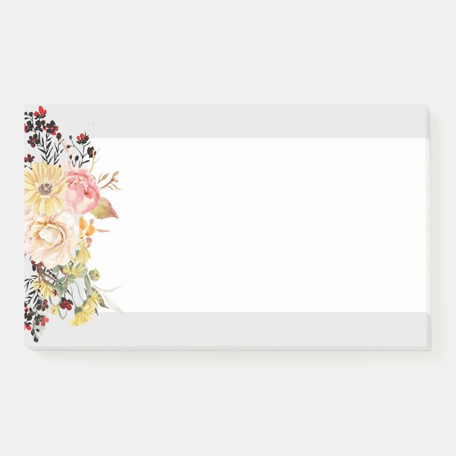 Bloco De Notas Romântico, Aquarela, Flor primavera floral (Frente)