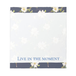Bloco De Notas Romântico Azul Marinho Branco Floral